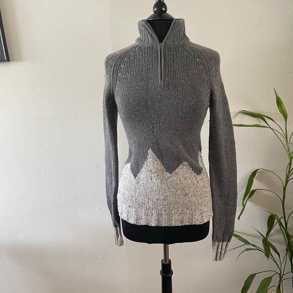 Horny Toad Womens Snowbourn Quarter Zip Sweater Small Gray Merino-Lambswool - Picture 1 of 7